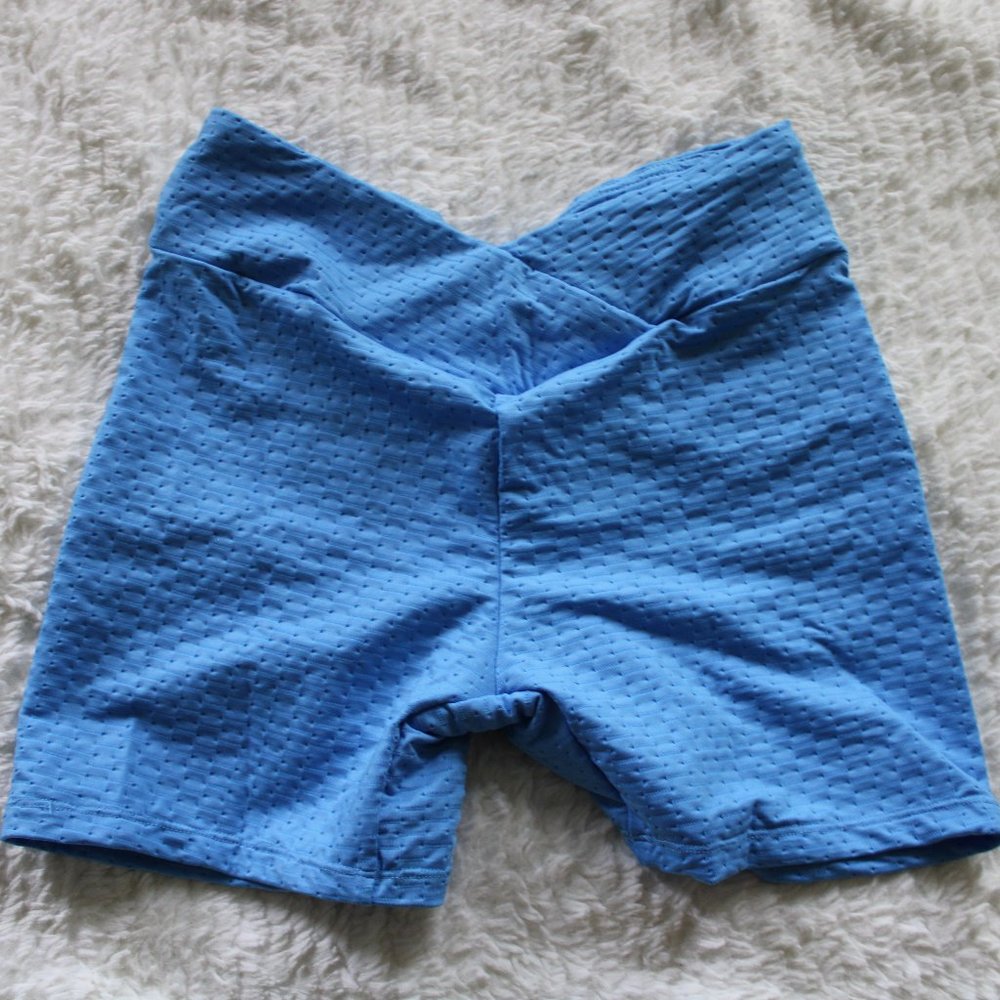 Crop shop boutique blue shorts